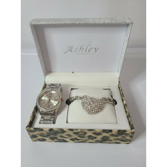 Ashley Princess Set Silver Round Watch & Bracelet - Picture 1 of 5